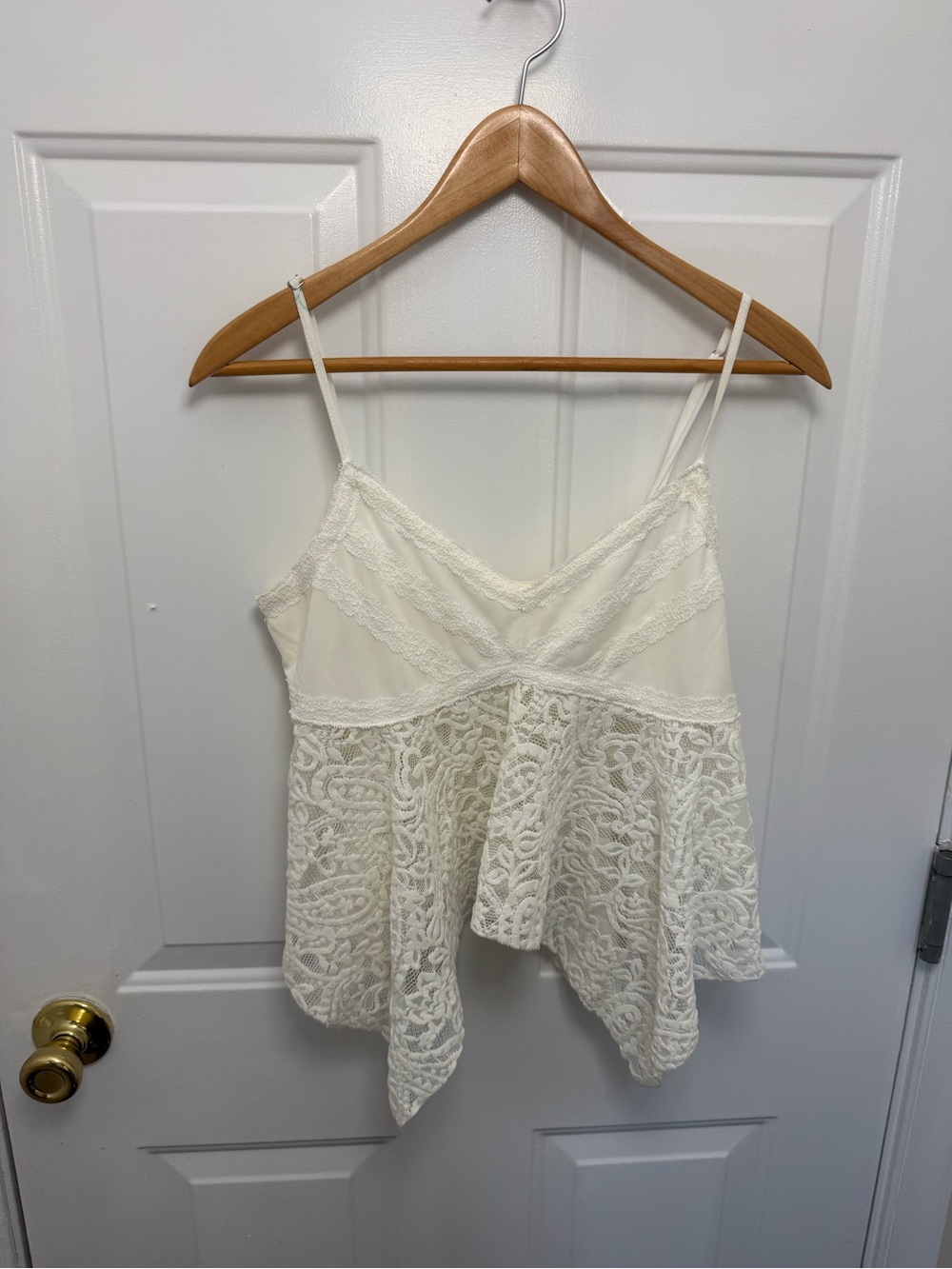 White Babydoll Sheer Lace Camisole Large Y2K Coquette Fairy Whimsical Festival